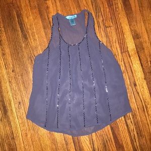 Purple tank top with beading
